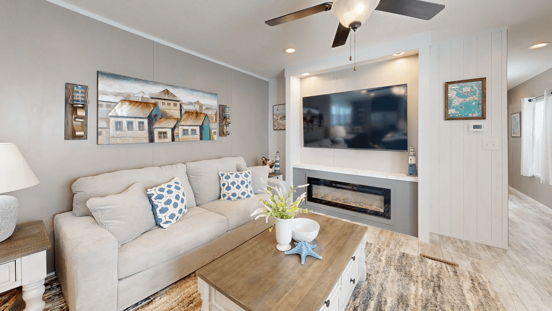 The driftwood interior home features