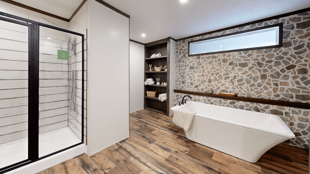 Mountain view bathroom home features