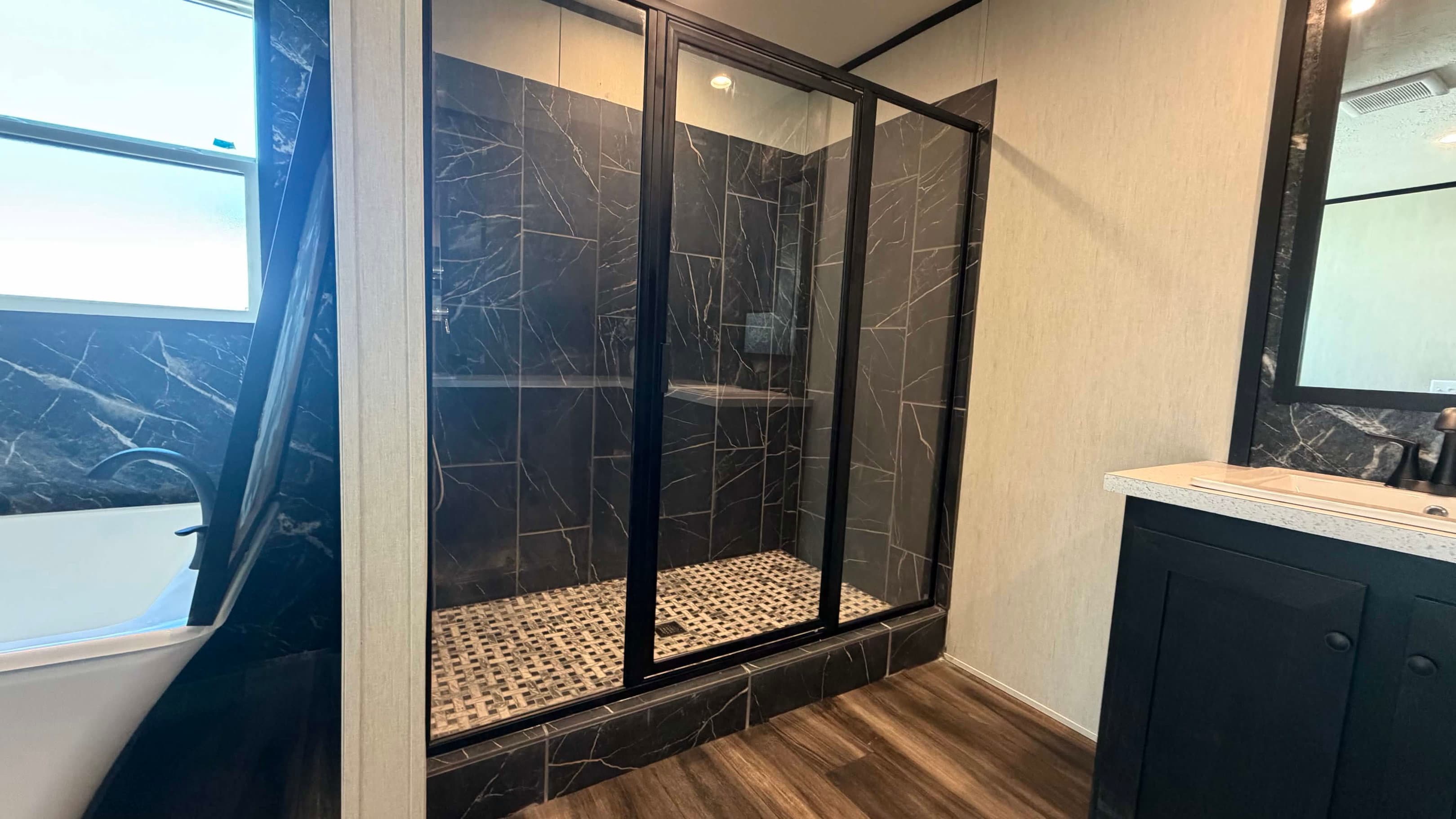 Dark nova bathroom home features