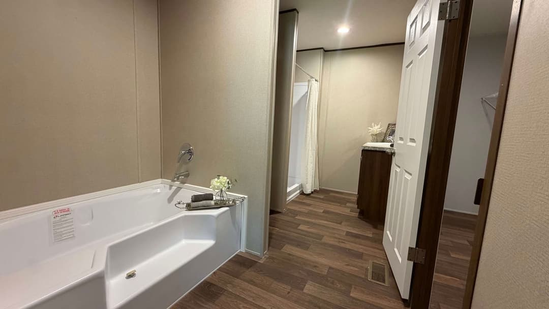 Redwood bathroom home features